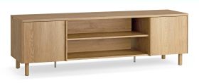 TV cabinet | 1 hinged door | 2 drawers | color: oak | 4 compartments | 183 x 46 x 56 cm | TV furniture | soft-close function | ergonomic oak handles