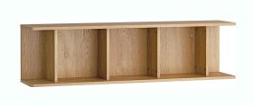 Wall shelf | color: oak | 3 compartments | 123 x 25 x 33 cm | ample storage space | storage for books or decorations | simple | for living room