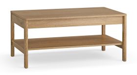 Coffee table | rectangular | 1 spacious drawer | color: oak | 100 x 60 x 45 cm | soft-close function | rounded edges | 1 shelf