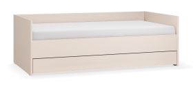Single Bed with Lift-Up Slatted Frame | Guest Bed in Beige | 90 x 200 cm | Integrated Bed Box | Space-Saving Design