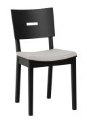 Dining Chair Tacuarembo 37 | Ergonomic Shape | Black Solid Oak | Grey Upholstery | 43 x 50 x 86 cm | Easy to Combine