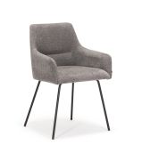 Upholstered Dining Chair Tapera 01 | Grey/Black | Chenille Fabric | 53 x 55 x 82 cm | Non-Slip Feet | Sturdy Build
