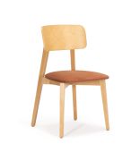 Dining Chair with Upholstered Seat | Oak Frame & Rust Portland Fabric | 47 x 50 x 80 cm | Pet-Friendly
