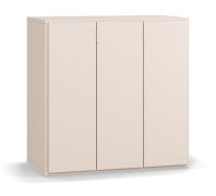 Chest of Drawers Beige | White Handles | 3 Doors | 6 Compartments | Soft-Close | 90 x 47 x 90 cm | Simple Design