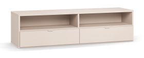 Beige TV Cabinet with Two Drawers | Two Compartments | Soft-Close | 180 x 47 x 46.5 cm | White Handles | Living Room