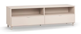 Beige TV Cabinet 180 x 47 x 55.5 cm | 2 Drawers & 2 Compartments | Soft-Close | Modern Minimalist Living Room Furniture