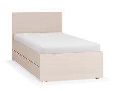 Single Bed with Lift-Up Slatted Frame | Bed Box for Bed Linen | 90 x 200 cm | Beige | Modern Guest Bed