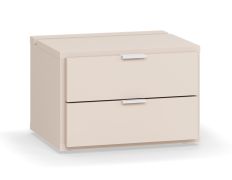 Beige Bedside Chest of Drawers | 2 Drawers | LED Lighting with Touch Sensor | Soft-Close | 45 x 40 x 30 cm