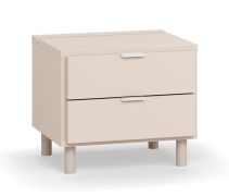 Bedside Chest of Drawers | 2 Drawers | Beige | LED Touch Sensor Lighting | 45 x 40 x 39 cm | Soft-Close | Bedroom Storage