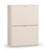 Shoe Cabinet with Two Tilt Doors | 6 Compartments | Beige & White Handles | 65 x 32 x 90 cm | Space-Saving Storage for Entryway