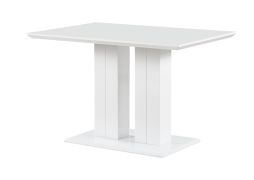 Daures 117 dining table in white high gloss, elegant square dining room table, 120 x 80 cm, robust and stable, elegant design