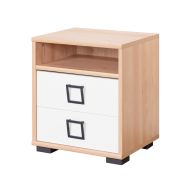 Bedside cabinet 07, color: beech / white - 50 x 44 x 37 cm (H x W x D)
