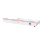 Drawer for Bed Benjamin | White / Pink | 27 x 74 x 138 cm | Extra Storage | Stylish Kids Room Solution
