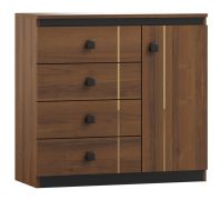 Chest of Drawers Mojokerto 02 | Walnut / Black | 85 x 90 x 39 cm | Modern Storage Dresser