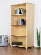 Solid Pine Wood Shelf Junco 51B | Natural Finish | 158 x 80 x 42 cm | 4 Compartments | Space-Saving Storage