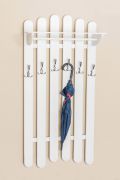 White Solid Pine Wardrobe Junco 340 | 6 Hooks & Shelf | 150 x 70 x 33 cm | Modern Design
