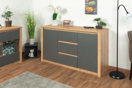 Chest of drawers Faleula 03, Colour: Oak / Grey - 79 x 140 x 43 cm (H x W x D)
