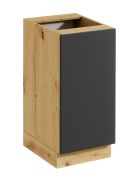 Kitchen Base Cabinet | 1 Door | Handle-less Front | Push-to-Open | 40 x 46.8 x 82 cm | Matterhorn 08 | Artisan Oak / Gray | 2 Compartments