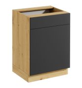 Kitchen base unit | 1 drawer | 1 door | push-to-open | 60 x 82 x 46.8 cm | Matterhorn 19 | handleless front | 1 compartment | Artisan oak / gray