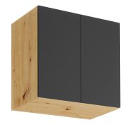 Kitchen wall unit | push-to-open | 2 doors | 80 x 44.9 x 72 cm | handleless front | Artisan oak / gray | Matterhorn 27 | 2 compartments