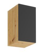 Wall unit for kitchens | Artisan oak / grey | 1 door | 45 x 72 x 44.9 cm | Push-to-open | handleless front | Matterhorn 25 | 2 compartments