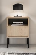 Bedside chest of drawers | color: Lindberg oak | 1 full-extension drawer | 40 x 34 x 53 cm | 1 compartment | push-to-open function | legs: metal | bedside cabinet | for bedrooms