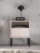 Bedside cabinet | cashmere | 1 full-extension drawer | 40 x 34 x 53 cm | 1 compartment | push-to-open function | legs: metal | bedside cabinet | for bedrooms