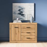 Chest of Drawers / Sideboard Athens 05 | 3 drawers | Dimensions: 116 x 40 x 85 cm | Color: Evoke Oak | 1 door | Soft-close | Quiet door-closing mechanism
