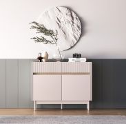 Humboldt 06 Chest of Drawers | 2 Doors | 3 Drawers | Colors: Cremona Oak / Cashmere | Legs: Metal | Dimensions: 104 x 40 x 85 cm | Soft-Close