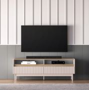 Humboldt 07 TV Cabinet | Legs: Metal | 2 drawers | Colors: Cremona Oak / Cashmere | For the living room | Dimensions: 154 x 40 x 55 cm | Soft-close