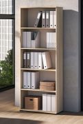 Shelf | Color: Lindberg Oak | Soft-Close Feature | 5 Compartments | 79 x 34 x 203 cm | For the office and home office | High-Quality Craftsmanship