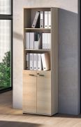 Shelf | Color: Lindberg Oak | 2 hinged doors | Soft-close feature | 5 compartments | Lockable doors | 60 x 34 x 203 cm | For the office and home office