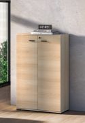 Chest of Drawers | Color: Lindberg Oak | 2 hinged doors | Soft-close feature | 3 compartments | 79 x 34 x 124 cm | for the office and home office | lockable doors