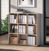 Uppsala 06 Shelving Unit | Color: Lindberg Oak | plenty of storage space | 9 compartments | 120 x 34 x 123 cm | for the office and home office | modern design | ABS edges | Legs: Black
