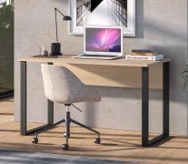 Desk | Color: Lindberg Oak | Large work surface | 138 x 68 x 77 cm | For the office and home office | Modern design | ABS edges | Legs: Black