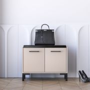 Bench with Storage / Creola 03 Shoe Cabinet | Color: Cashmere | Dimensions: 70 x 34 x 54 cm | Handles: Plastic | 2 doors | Seat made of black velvet