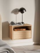 Hanging bedside cabinet | 1 drawer | color: Mavelie oak | 1 open compartment | push-to-open function | 45 x 33 x 30 cm | soft-close function | for bedrooms