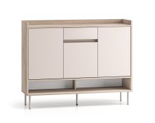 Chest of drawers | three doors | Dimensions: 120 x 34 x 95 cm | Sideboard | Cremona Oak / Cashmere | Soft-close mechanism | 1 drawer | 9 compartments | for the entryway