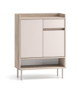 Chest of Drawers | Narrow | Soft-Close Feature | Dimensions: 70 x 34 x 95 cm | 6 Compartments | Color: Cremona Oak / Cashmere | 1 Drawer | ABS Edging | For the entryway