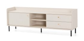 TV Cabinet | 3 Compartments | Color: Beige with wood grain | 2 Drawers | Dimensions: 170 x 42 x 59 cm | 1 Hinged Door | Legs & Handles: Metal | For the living room