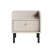 Nightstand | Color: Beige with wood grain | Simple design | 1 drawer | Dimensions: 40 x 36 x 41 cm | Legs & handles: Metal | For the bedroom