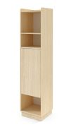 Shelf | Color: Oak Mavelie / Macadamia | 1 hinged door | 6 compartments | 45 x 42 x 195 cm | Legs: metal | Push-to-open function | Bookcase
