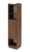 Shelf | color: cashmere / Alba walnut | 1 hinged door | 6 compartments | 45 x 42 x 195 cm | push-to-open function | bookshelf | for living room