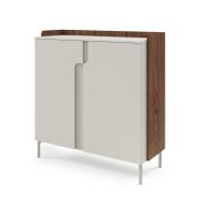 Chest of drawers | color: cashmere / Alba walnut | 2 hinged doors | 3 compartments | 103 x 42 x 110 cm | high-quality workmanship | push-to-open function | legs: metal