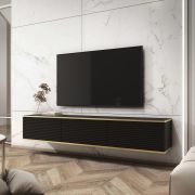 Large Black TV Cabinet Horsham 05 | 3 Tilting Compartments | 30 x 175 x 32 cm | Modern Design
