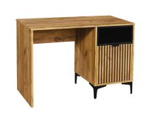 Modern Desk with Door | Oak Craft Gold & Black | 76 x 110 x 52.5 cm | Two Compartments | Durable ABS Edges