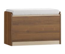 Storage Bench with Chest Pasuruan 18 | Walnut/Maple | White Upholstery | 49 x 80 x 37 cm