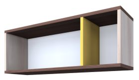 Suspended Rack / Wall Shelf Kerema 12 | Walnut / Elm / Yellow | 35 x 100 x 25 cm | Modern Design