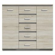 Chest of Drawers Pamulang 04 | Sonoma Oak | 112 x 122 x 40 cm | 5 Drawers, 2 Doors
