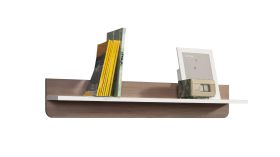Bulolo 04 Suspended Rack | Wall Shelf | White/Walnut | 18 x 110 x 20 cm | Modern Storage Solution